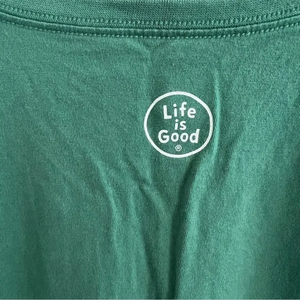 Life Is Good Thankful and Grateful Long Sleeve Green Shirt Top 100% Cotton Small - Picture 4 of 7